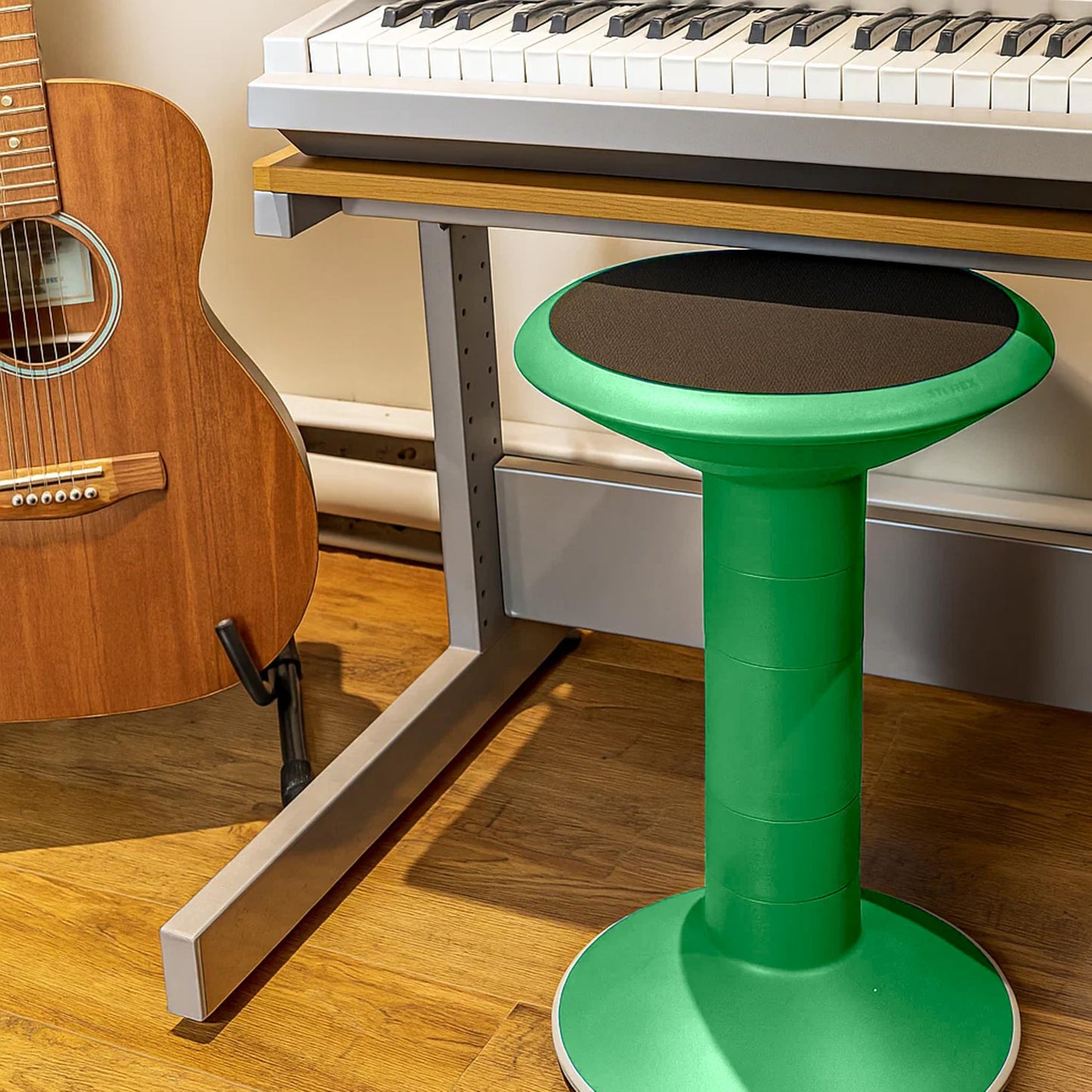 Storex Wiggle Stool – Active Flexible Seating for Classroom and Home Study, Adjustable 12-18 Inch Height, Green (00304U01C)