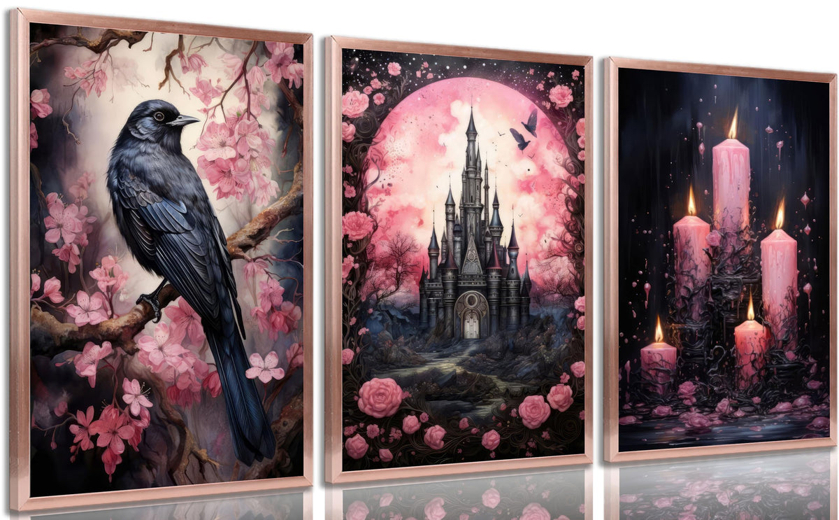 Bexzeak 3PCS Halloween Raven Canvas Wall Art Unframed