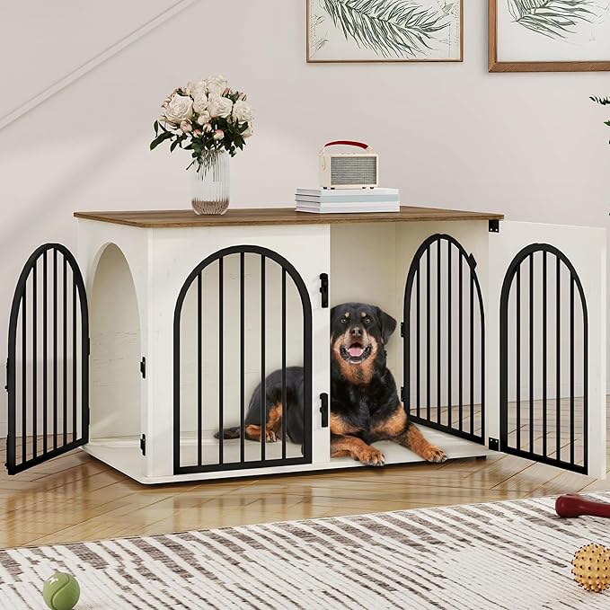 39.4" Wooden Dog Crate Furniture, Indoor Dog Kennel Dogs Cage