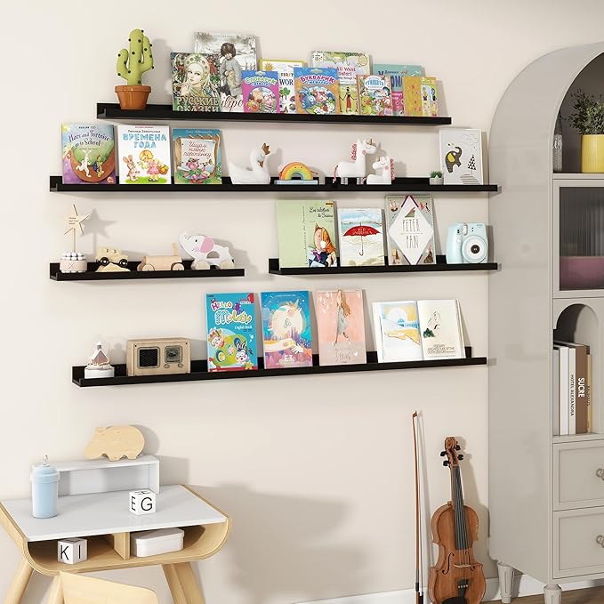 Fun Memories Picture Ledge Shelves Set of 2, 32 Inch Rustic Wall Mounted