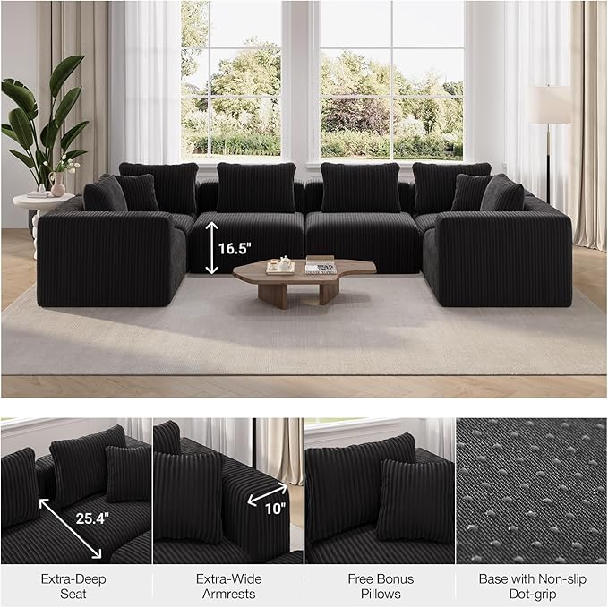 Novilla 106" Modular Sectional Sofa, Modern Cloud Sectional Couch