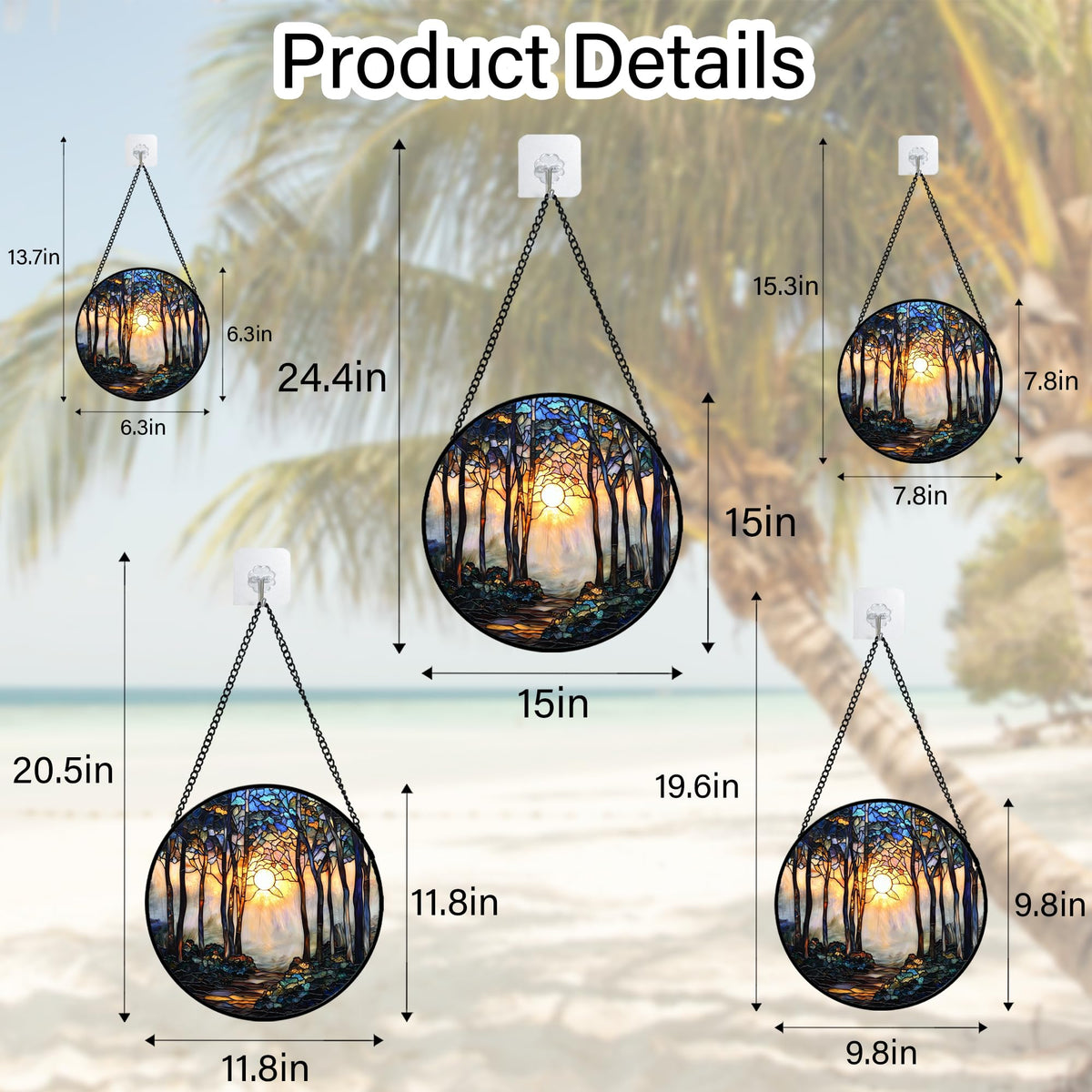 DASTOLL Stained Glass Window Hanging, Forest Sunrise Smoke Blue Brown Tree Suncatcher for Doors Window Home Landscape Sun Catchers Decor Mother's Day Birthday Gifts for Women, Men Mom 7.8 in
