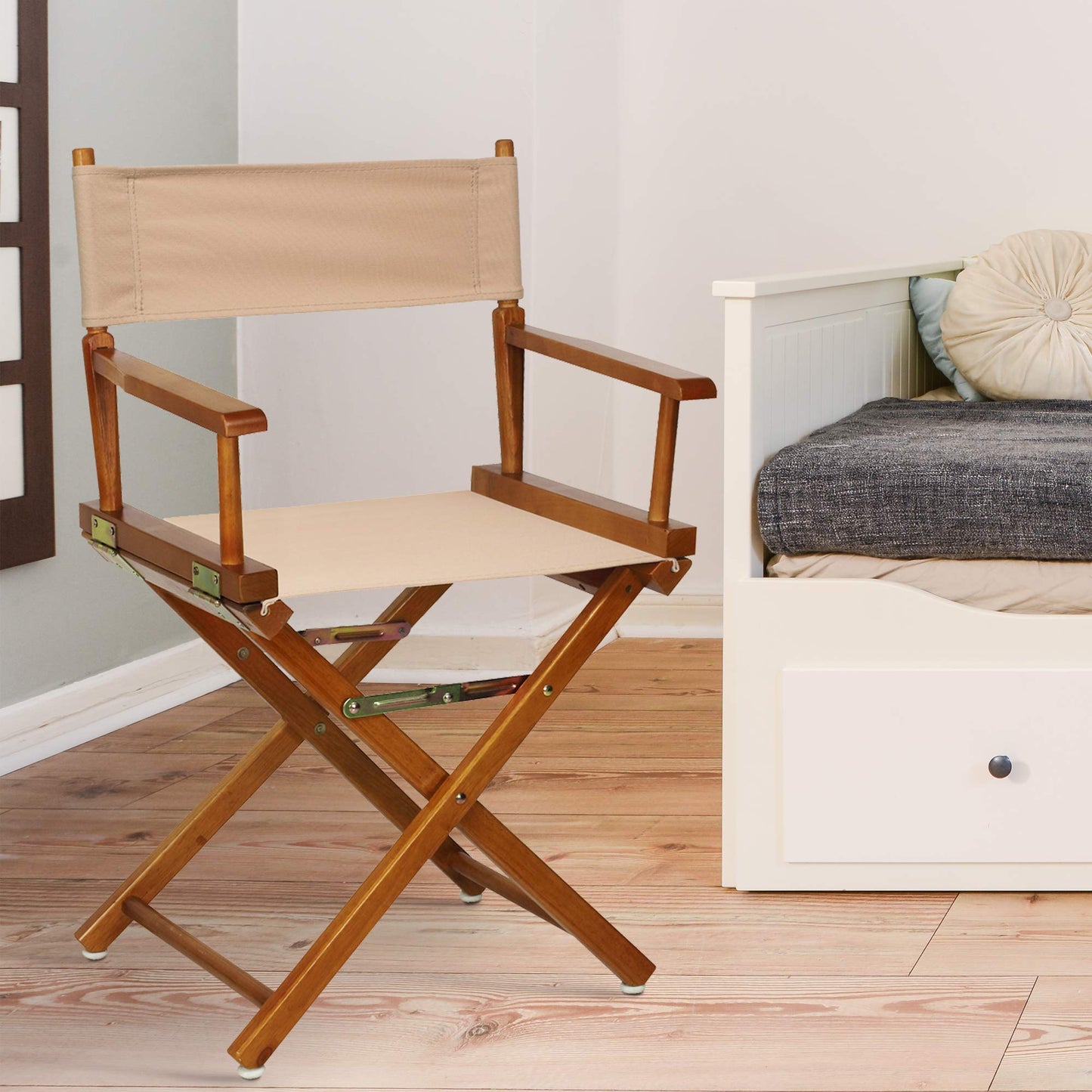 Casual Home Director's Chair ,Honey Oak Frame/Tan Canvas,18" - Classic Height