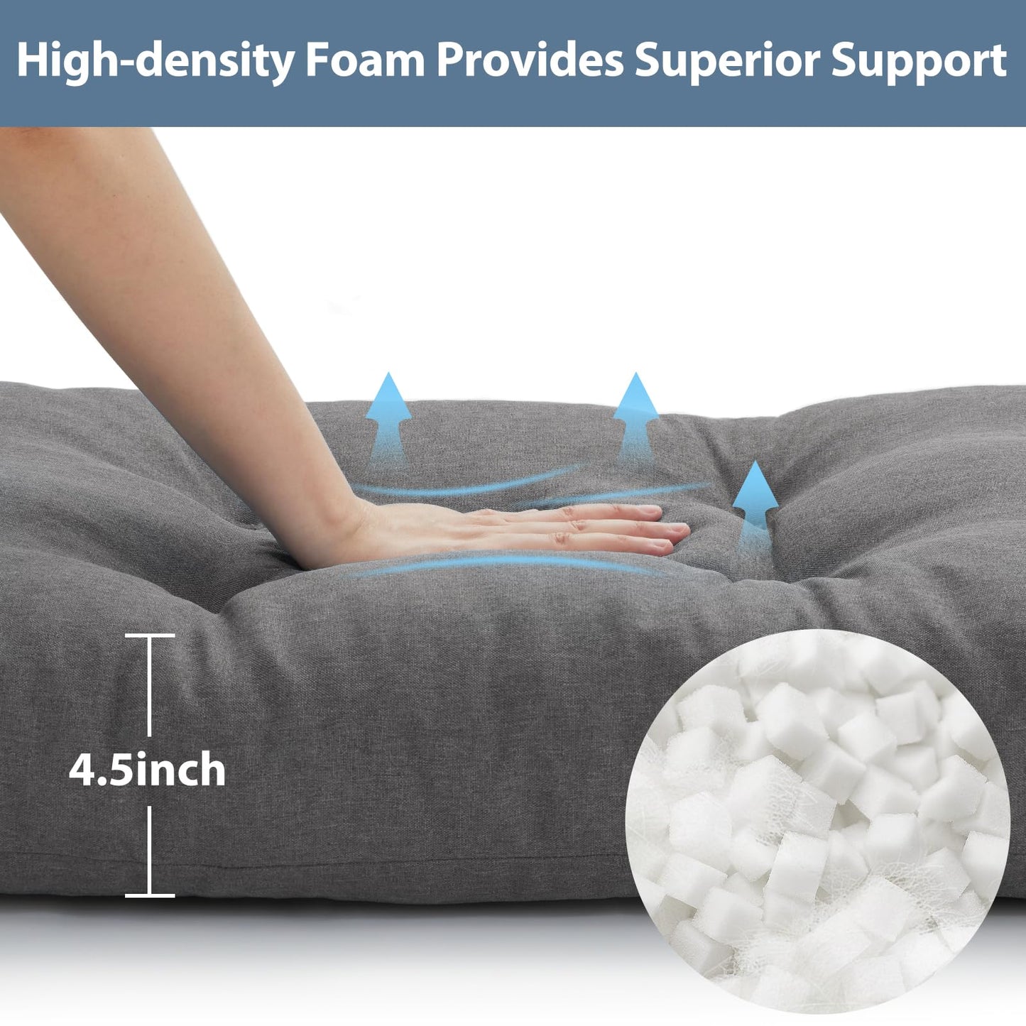 WEOAVRY 36 Inch Bench Cushions for Indoor Furniture, Super Soft Rectangle Bench seat Cushion Pad with Non-Slip Bottom, Waterproof Bench Pad for Window Porch(Grey, 36x15x4.5 Inch)