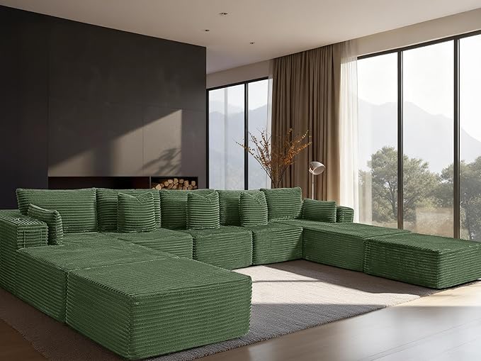 168" Cloud Sectional Couch, Comfort U Shaped Sofa