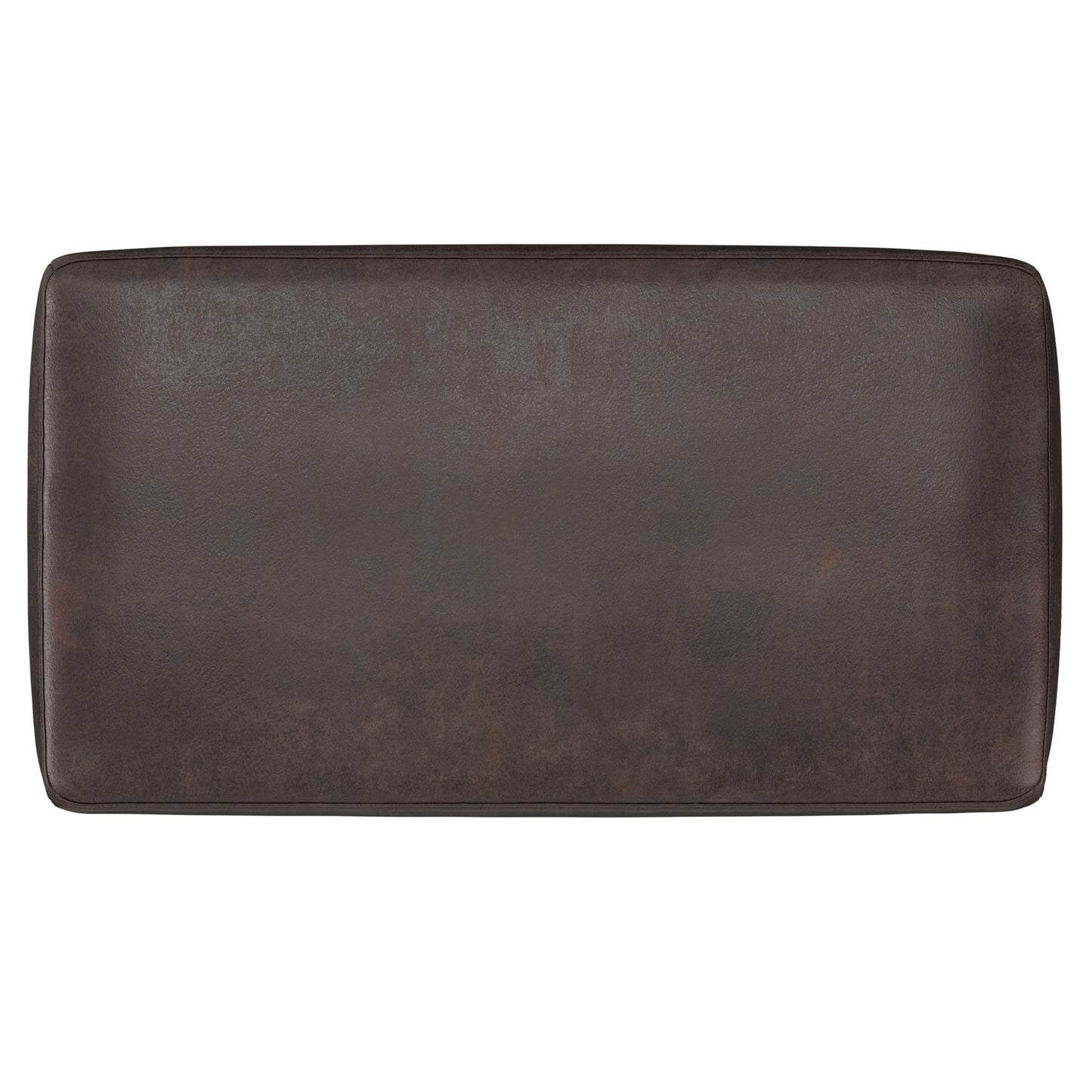 SIMPLIHOME Milltown Small Ottoman Bench - 27 inch Wide Upholstered Vegan Leather Rectangle Footstool Ottoman in Distressed Brown, Contemporary Bench for Bedroom with Cushioned Seat