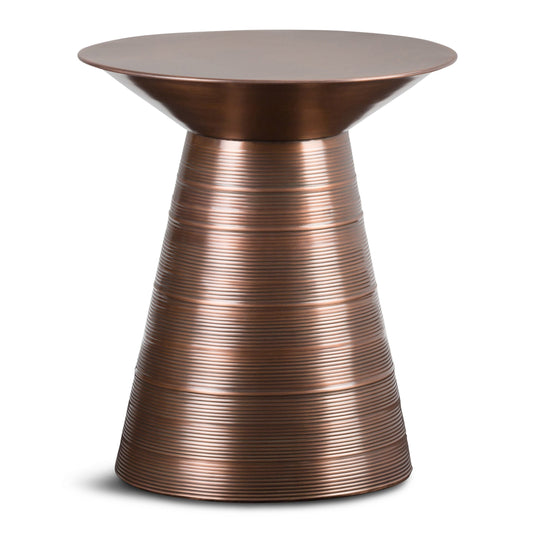 SIMPLIHOME Sheridan Metal Table - 18" Wide x 20" High Solid Metal Round Side Table in Aged Copper, Industrial Accent Table for Living Room, Bedroom, or Office with Sculptural Design, Assembled