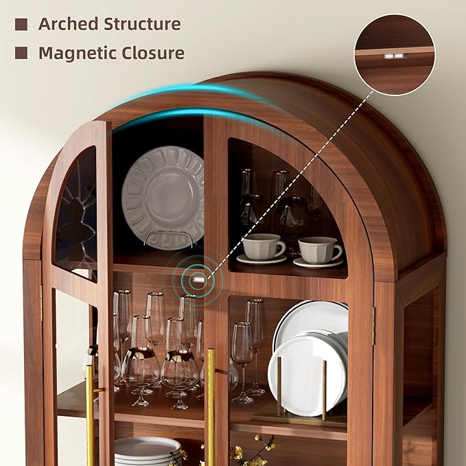 Vlsrka 71 Inch Arched Curio Cabinet