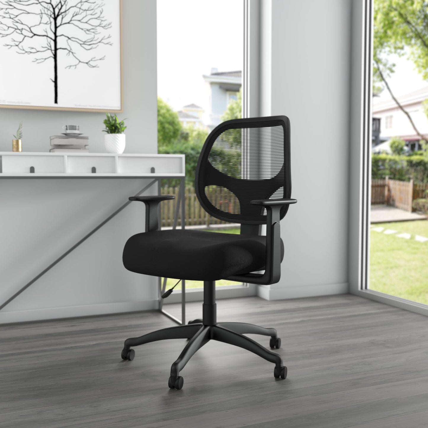 Boss Office Products Commercial Grade Mesh Task Chair with Lumbar Support in Black
