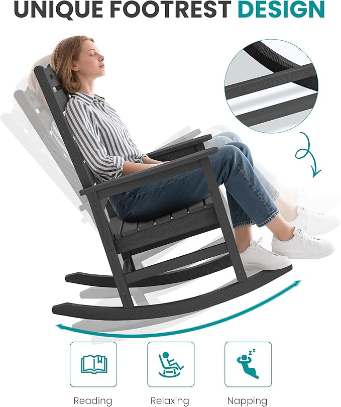 SERWALL Outdoor Rocking Chair Set of 2, Oversized Rocking Chair