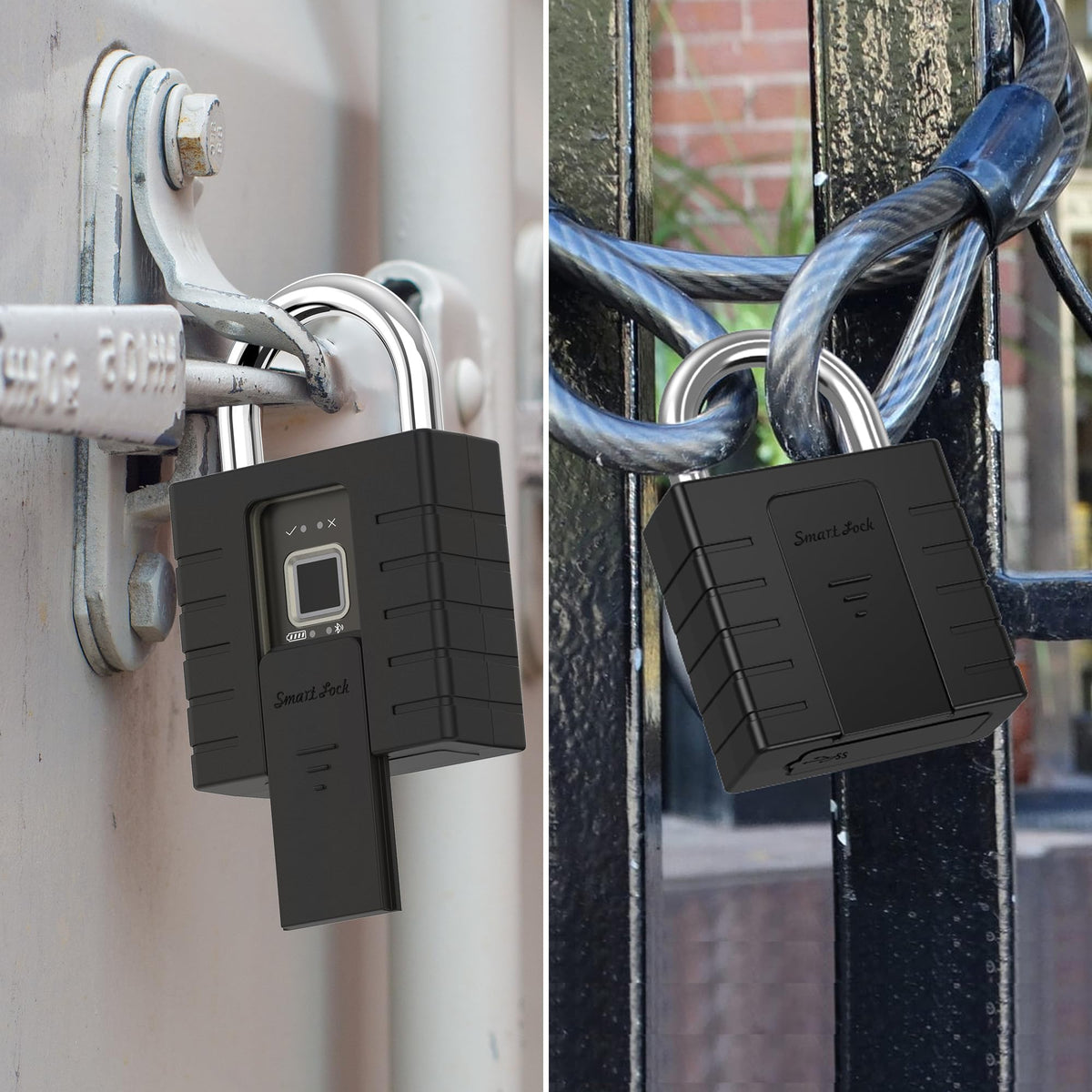 KENRONE Smart Padlock with Keys, Heavy Duty Fingerprint Padlock, Remote Authorization via Phone, with Rest Key and 2 Keys,Waterproof Padlocks for School Locker,Truck,Warehouse,Gate,Office,Door