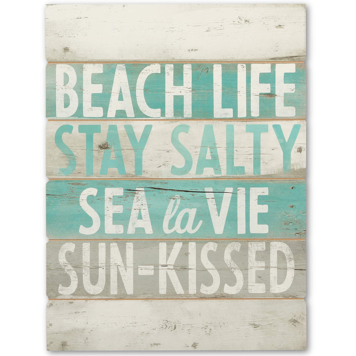 Open Road Brands Beach Life Wood Wall Decor - Distressed Planked Wood Beach Sign For Living Room or Bedroom