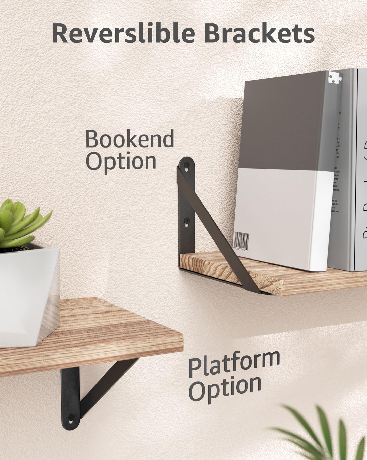 COCOYA Wall Shelves 7.3" Deep Set of 5, Solid Paulownia Wood Wider Longer Sturdy Easy to Install Wall Mounted Bookshelves Storage Shelves Bathroom Home Office Laundry Room Bedroom Organizer