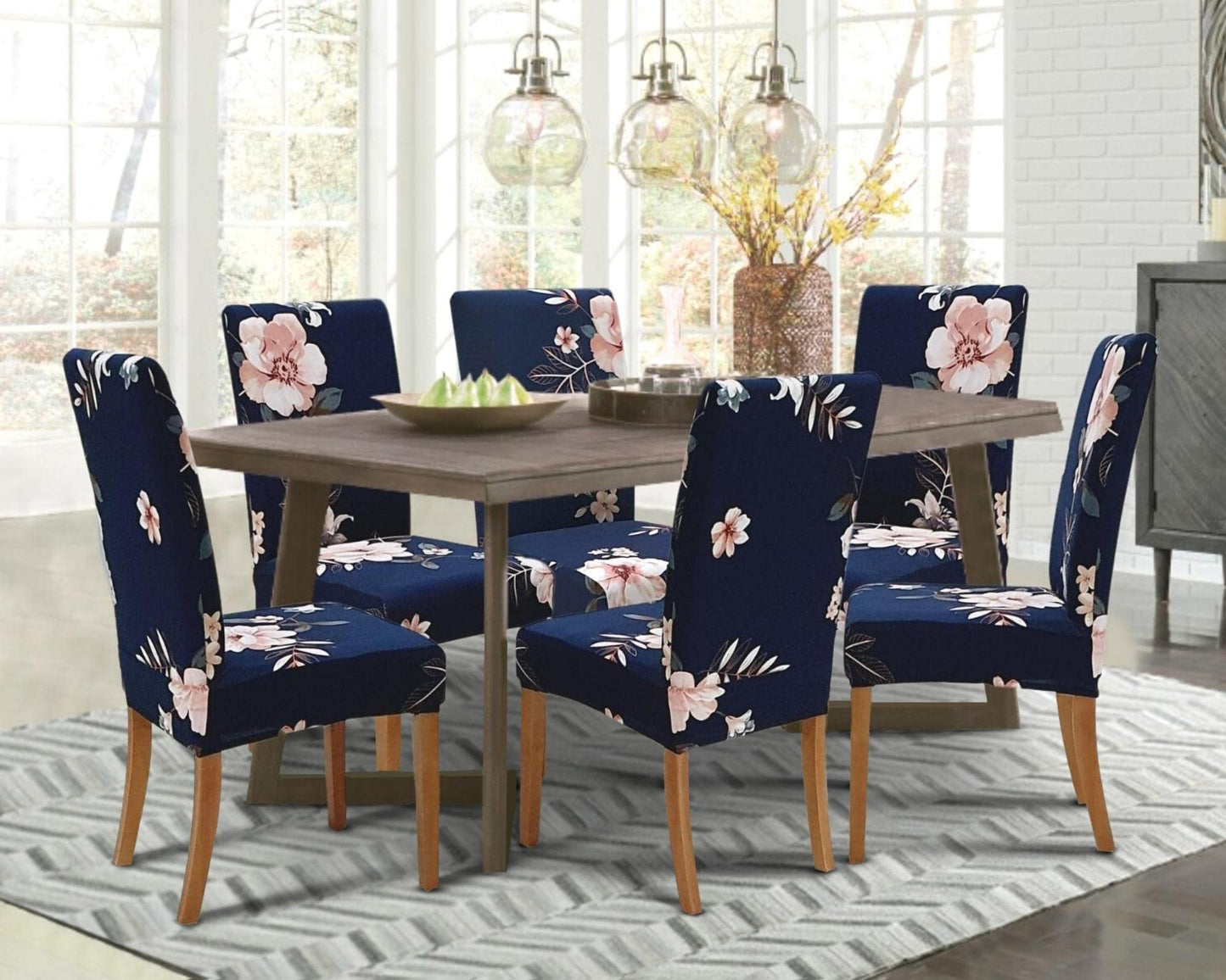 SPRINGRICO Chair Covers for Dining Room 6 Pack, Stretch Dining Chair Cover, Washable Spandex Kitchen Parsons Chair Slipcovers, Removable Seat Protector for Home or Party (Set of 6, in Bloom1)
