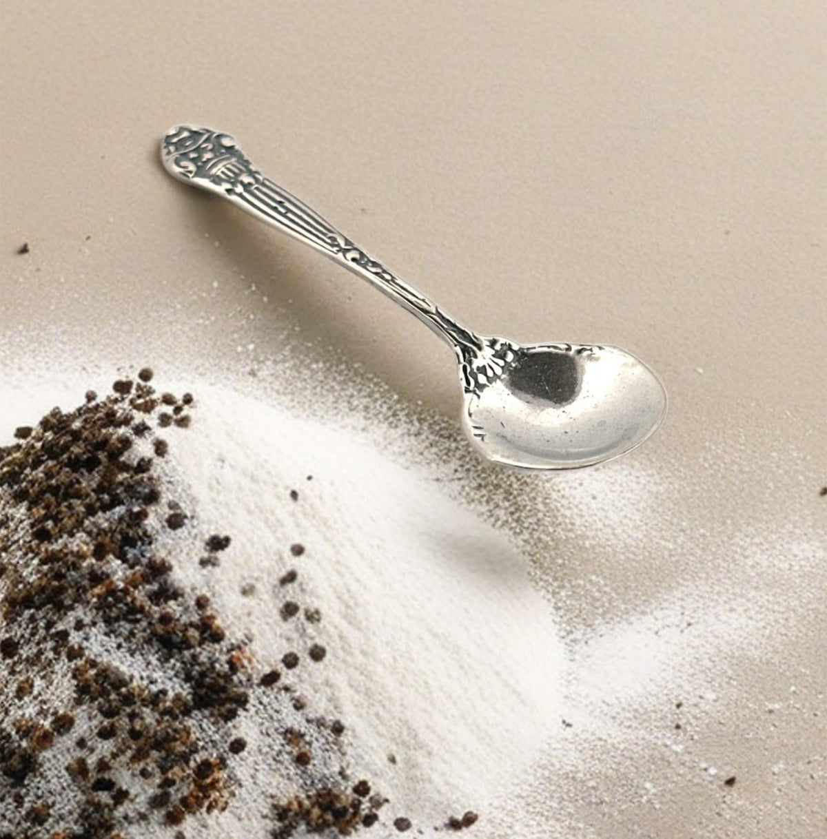 925 Sterling Silver Small Salt Spoon - Premium Quality 2.1" Regal Spoon - Beautiful Flower Designed Handle - Gift for Culinary Enthusiasts