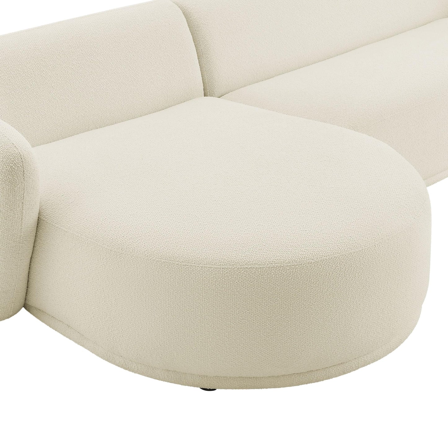 Modway Monica Left Facing Sectional with Chaise in Cream – Comfortable Low Profile 2-Piece Boucle Fabric Modular Sofa for Living Room, Bedroom, Or Apartment