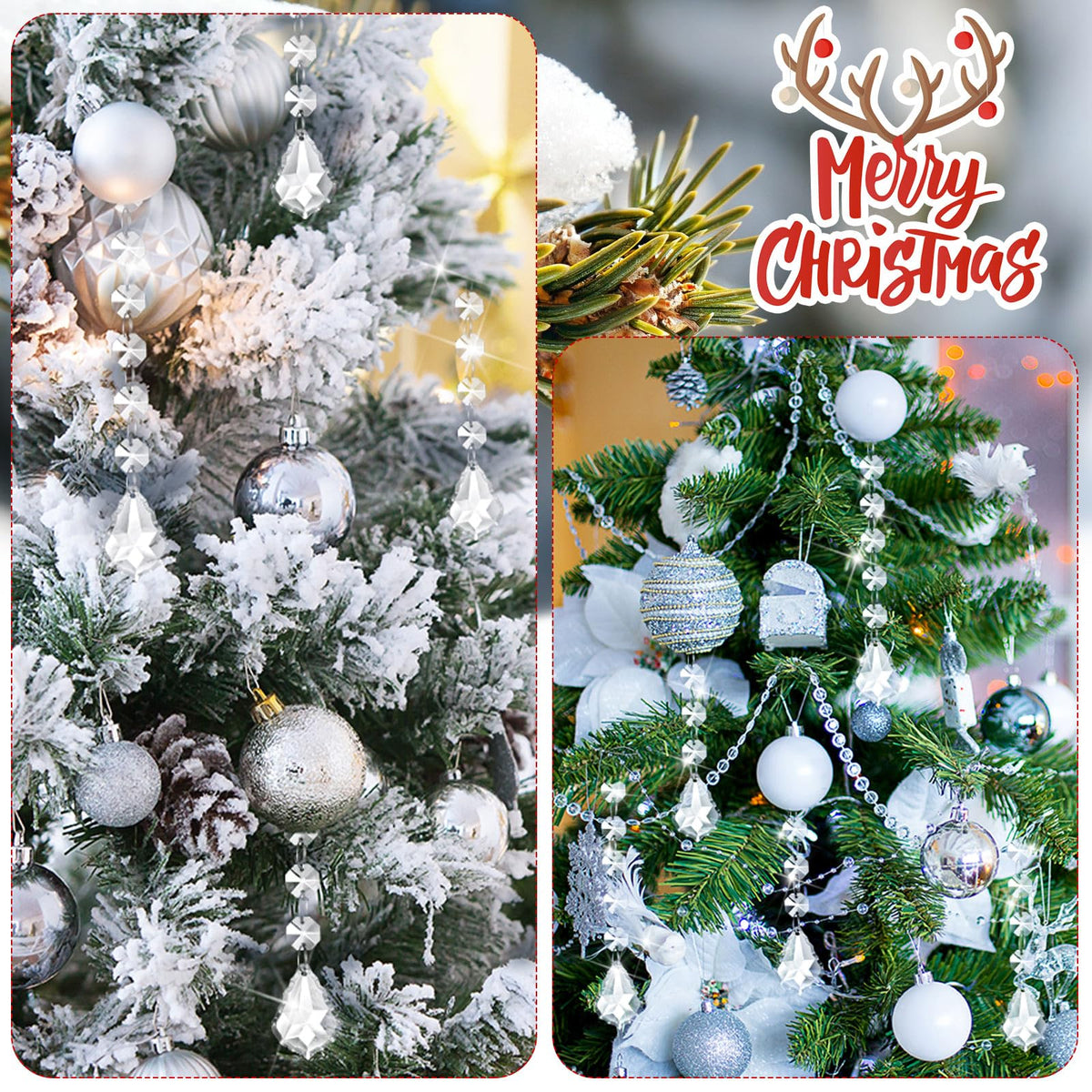 Nuenen 100 Pcs Acrylic Hanging Crystals for Centerpieces Chandelier Clear Crystal Garland Strands Ornament Acrylic Clear Beads Prisms Pendant for Christmas Tree Window Home Decoration(Maple Leaf)
