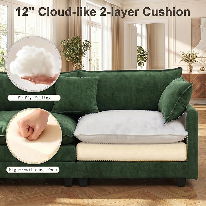111.4" V-Shaped Corner Couch Sectional｜5 Seat Customizable Modular Cloud