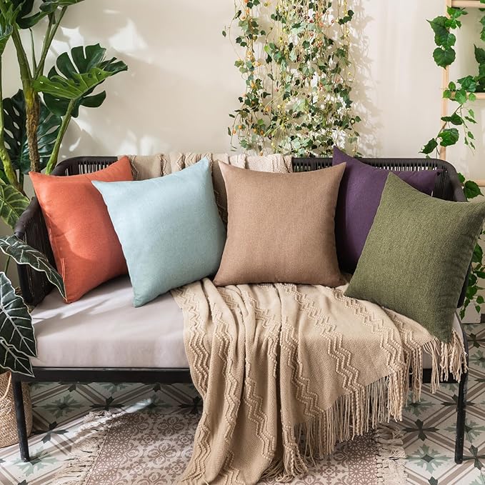 MIULEE Pack of 2 Decorative Outdoor Solid Waterproof Throw Pillow Covers Spring