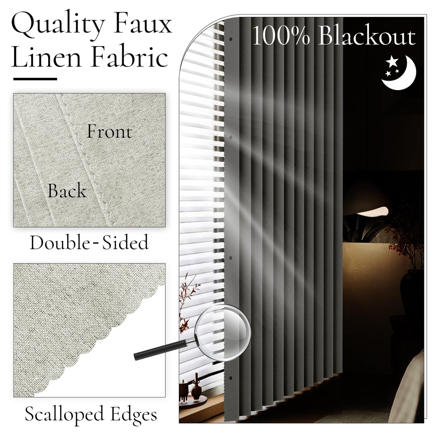 HMYI Full Blackout Memory Trained Pleated Curtains with Magnetic Closure, Pinch Pleated Curtain for Living Room Bedroom, 1 Panel, W45 x L72, Natural