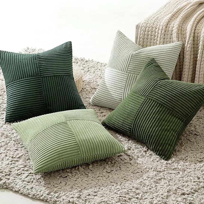 MIULEE Spring Green Decorative Throw Pillow Covers 16x16 Inch Set of 4 Boho