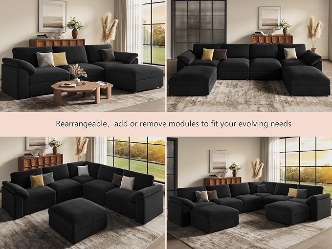 EASE MOOSE Oversized L Shaped Sectional Modular Sofa, Large U Shaped Sectional