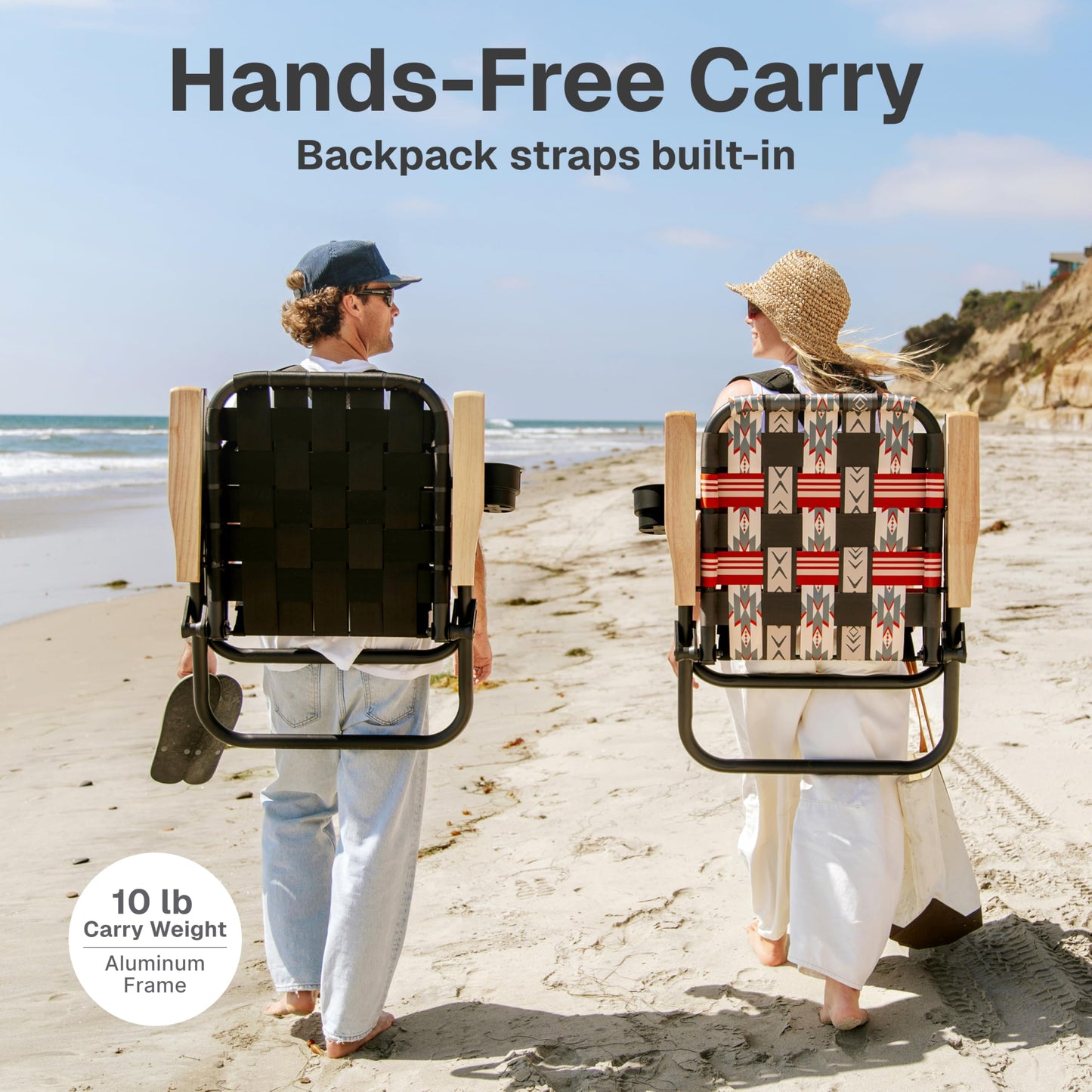 GoSports Outdoors WOVN Beach Backpack Chair - Premium Folding Camping Chair - 9 Styles Available - MESA