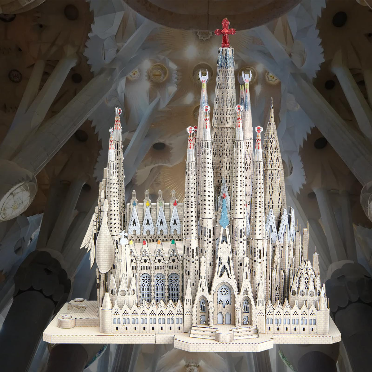 Piececool 3D Metal Puzzles for Adults and Teens, La Sagrada Família Metal Model Kit, Hobby DIY Crafts for Adult Challenge Spanish Cathedral Brain Teaser Architecture Building Kit, 450 Pcs