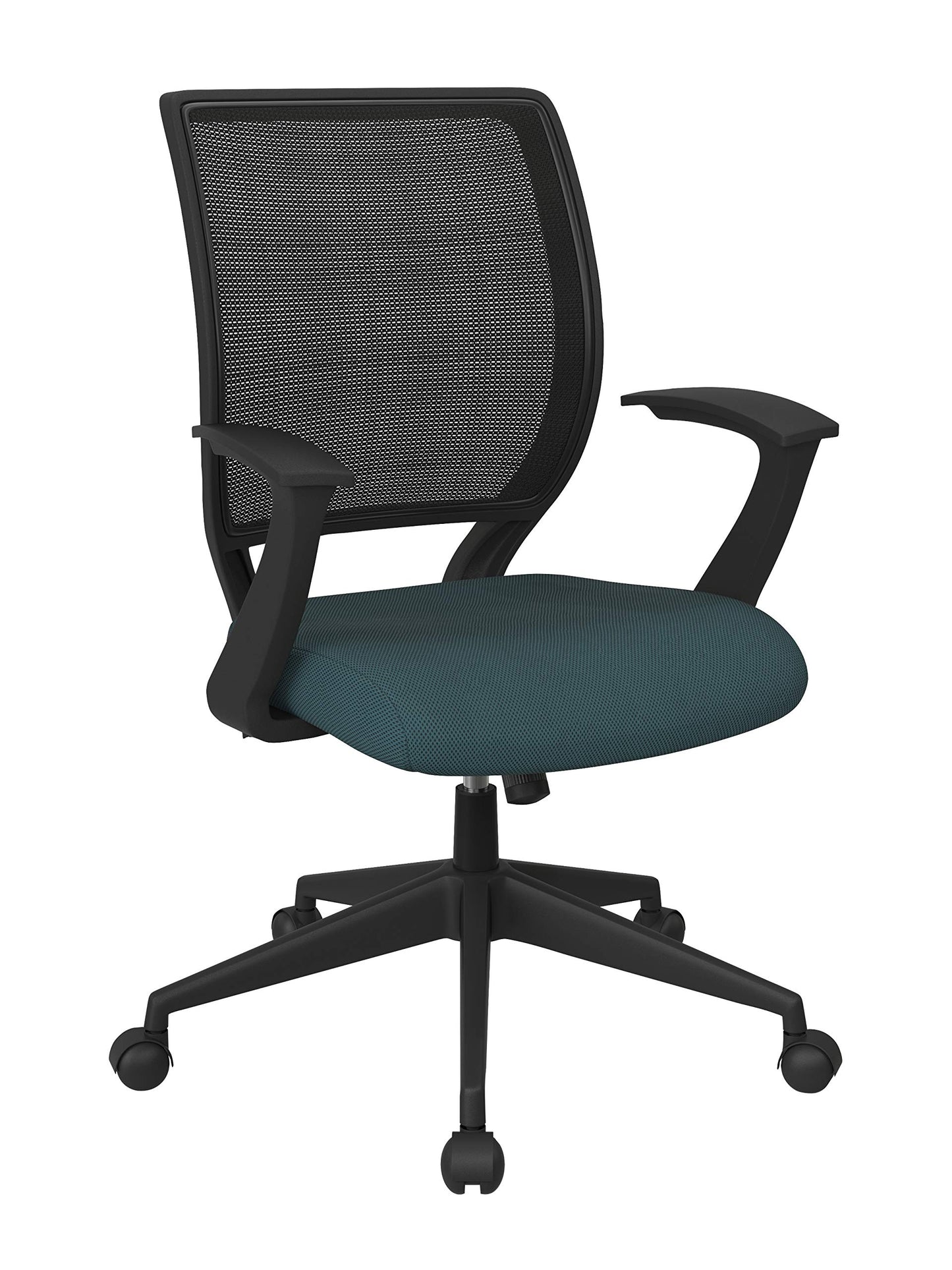 Office Star EM Series Screen Back Office Computer Task Chair with Lumbar Support and Designer T Arms, Blue Mesh