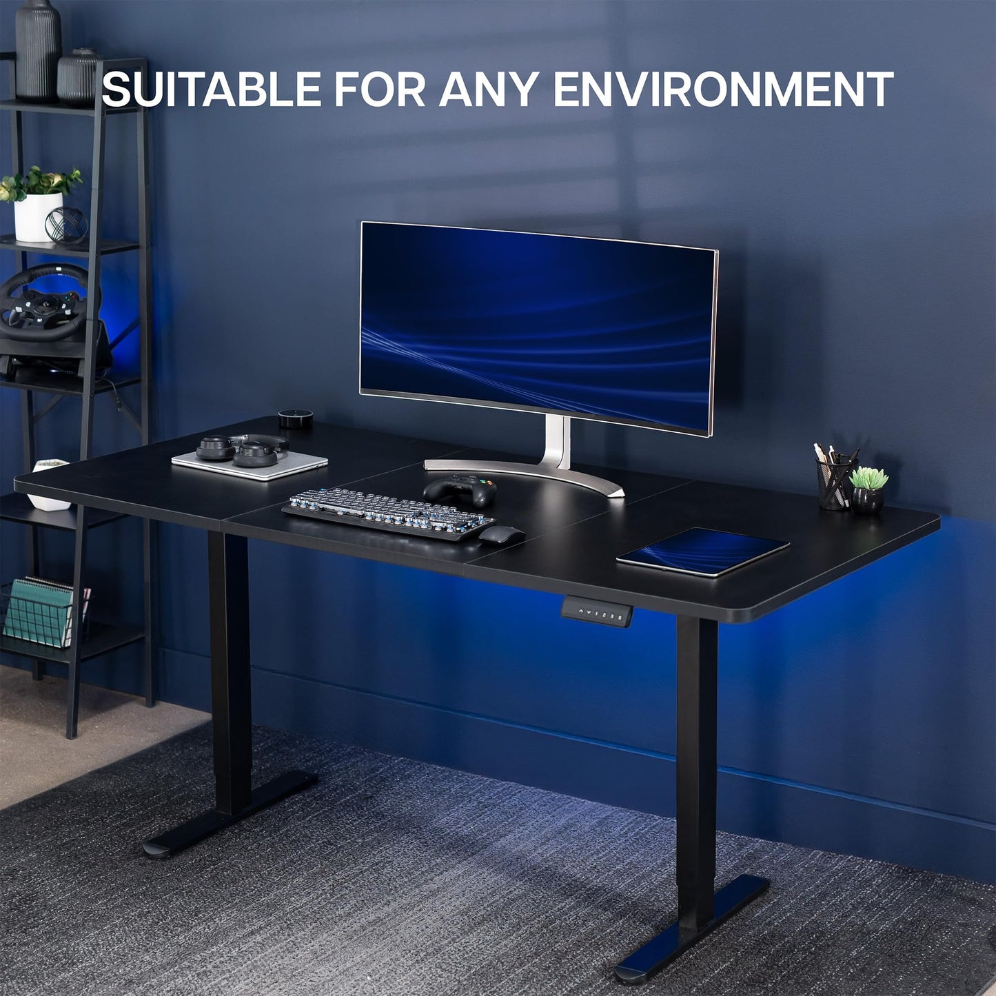 VIVO Electric 71 x 36 inch Standing Desk, Dual Motor Memory Controller Height Adjustment, E2B Series, Black Top Black Frame, DESK-KIT-E2B7B-36