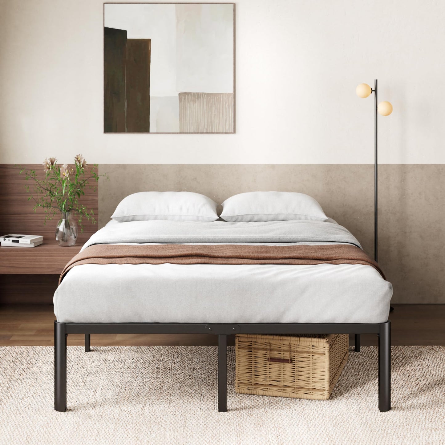 Zinus Van 16 Inch Full Metal Platform Bed, Steel Slat Support, No Box Spring Needed, Eco Friendly WonderBox Packaging, Easy Assembly, Black