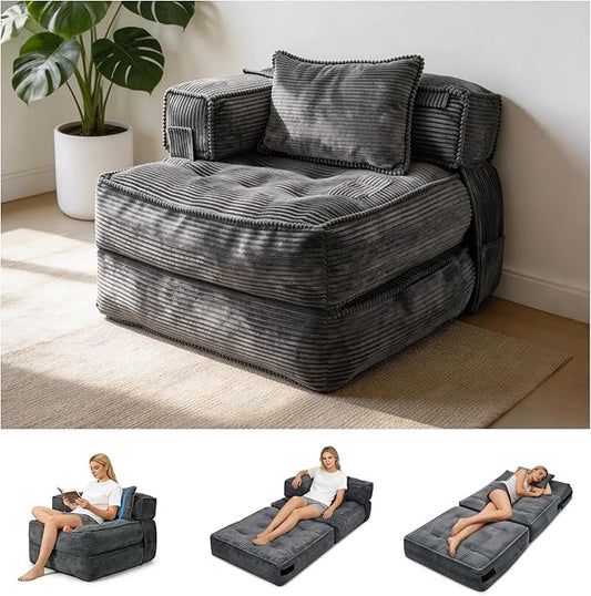 Folding Sofa Bed Chair with Armrests, Convertible Futon Couch Sleeper Chair