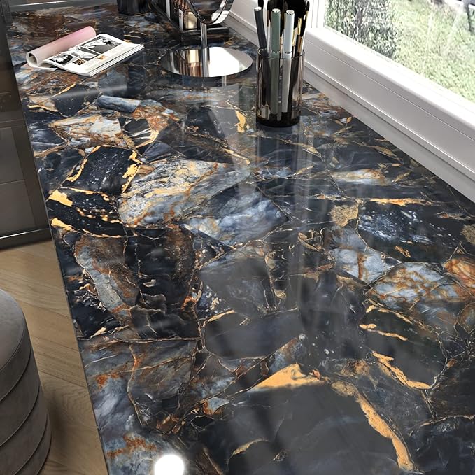 Black/Purple Marble Contact Paper