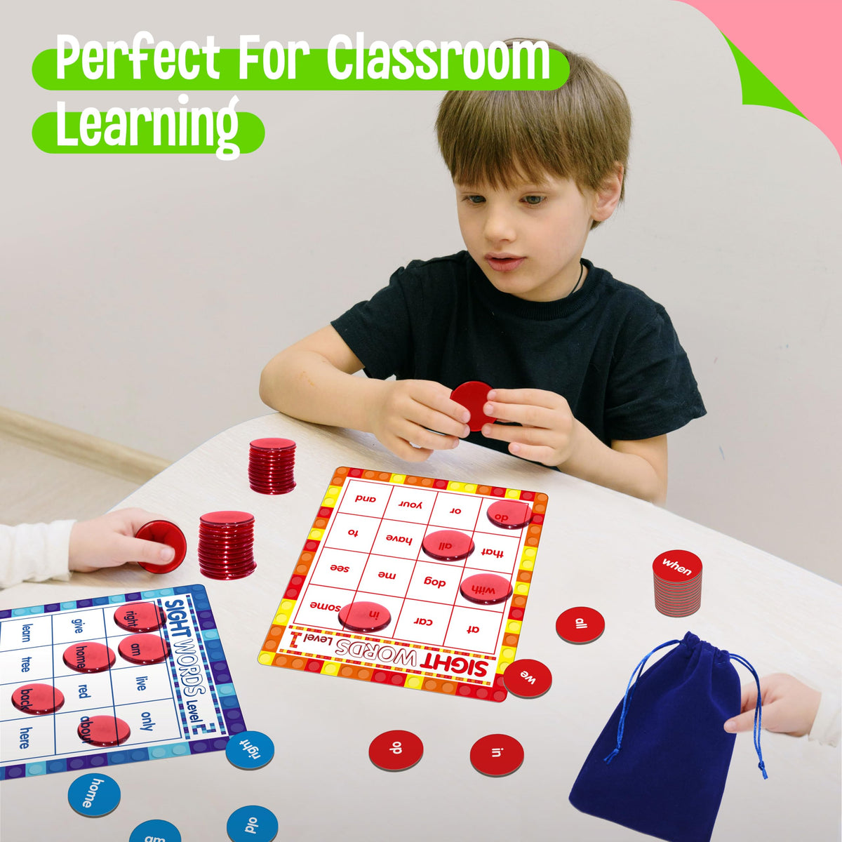 SpriteGru Sight Word Bingo Game, 160 Sight Words Learn to Read Level 1 & Level 2 Bingo Board Game Dolch's & Fry's Words Lists for Kindergarten and Preschool Kids 4-8, Perfect for Classroom & At Home