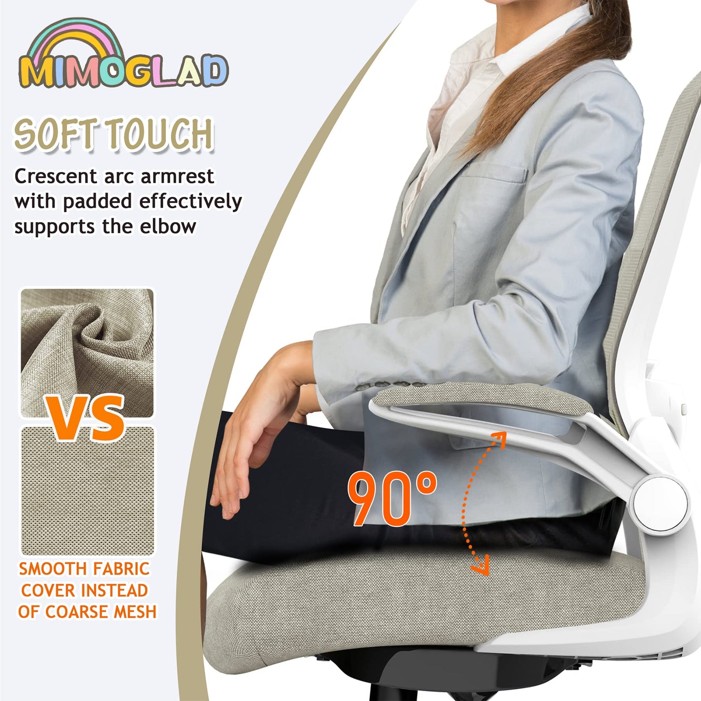 Mimoglad Home Office Chair - Ergonomic High Back Desk Chair with Adjustable Lumbar Support and Thickened Seat Cushion - Breathable Mesh Computer Chair