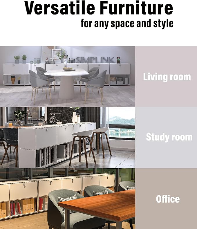 Metal Sideboard with 2 Flap Doors, DIY Modern Home Furnishing, Foyer