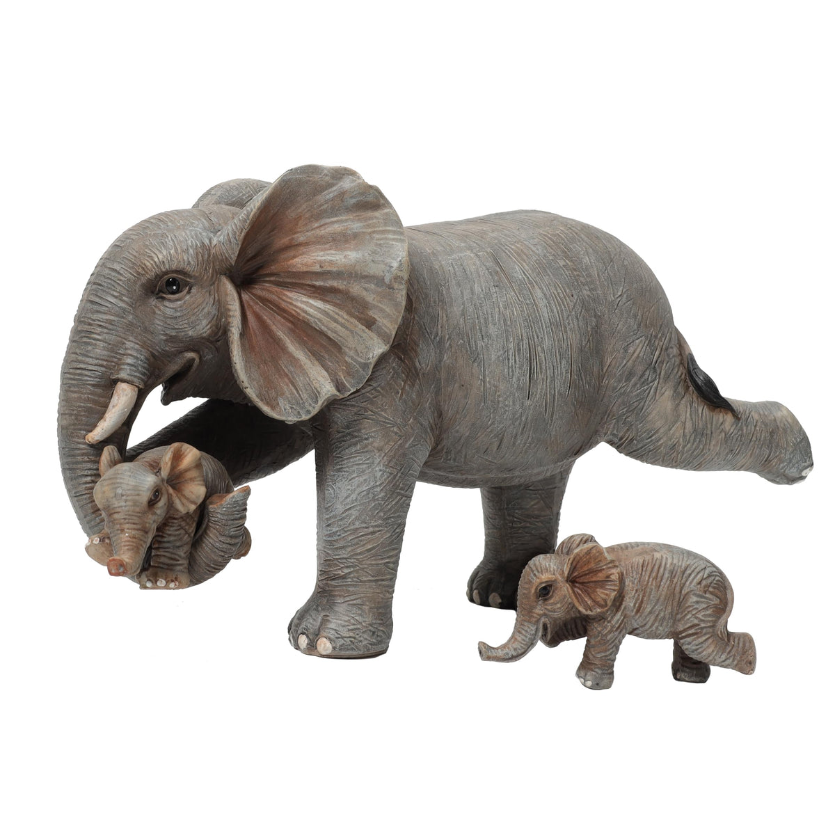 ARTCOS Yoga Elephant Family Statue, 3-Piece Mother & Babies Figurine Set, Good Luck Home & Office Decor, Housewarming Gifts for Women
