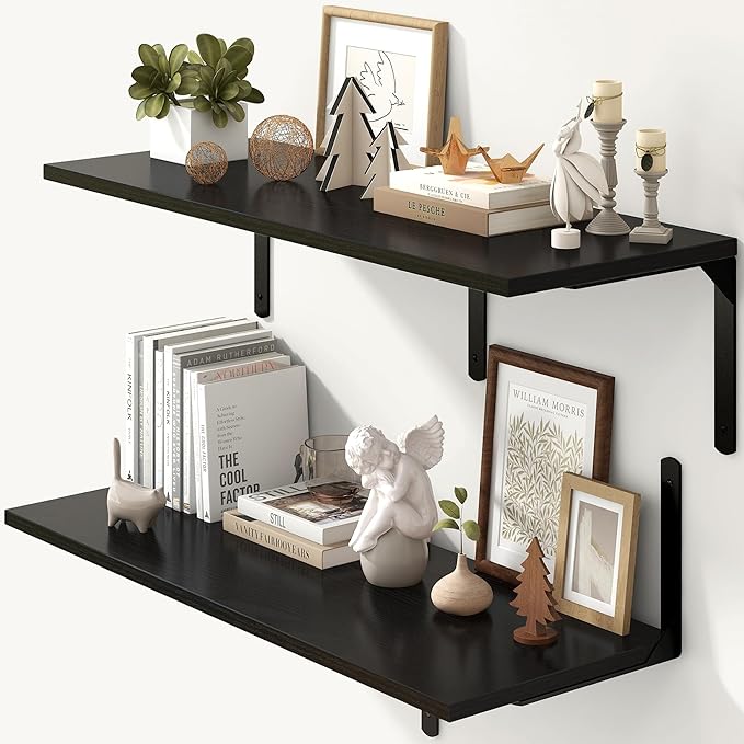 Fun Memories Floating Shelves for Wall, 12 Inch Deep Floating Shelves Set of 2