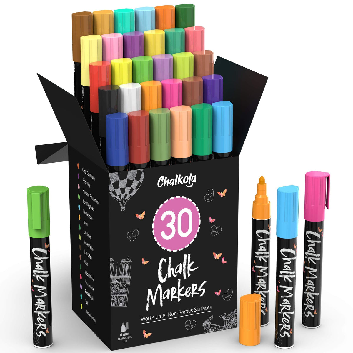 5 Pink + 30 Patel, Neon 6mm + 10 Vintage 6mm Chalk Markers Bundle