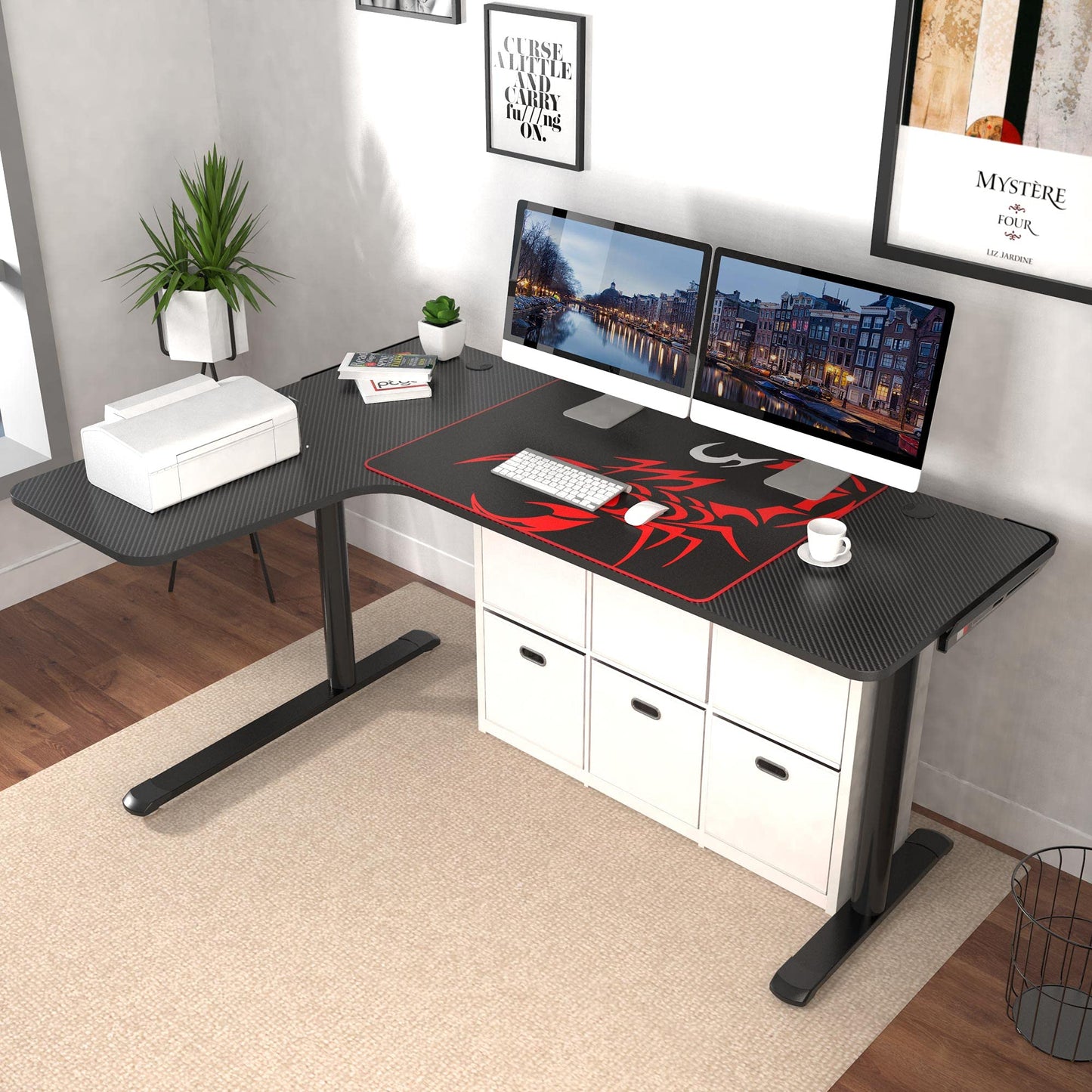EUREKA ERGONOMIC L Shaped Gaming Desk, 60 Inch L60 Home Office Corner PC Computer Gamer Table Large Writing Workstation Gifts w Mouse Pad Cable Management, Space Saving, Easy to Assemble, Left, Black