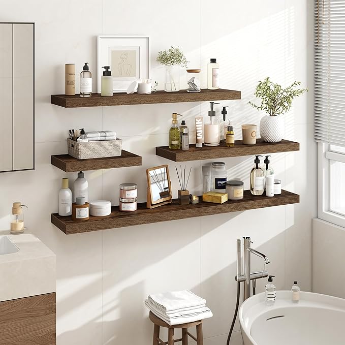 Acovy 48 Inch Floating Shelves, Wooden Shelves