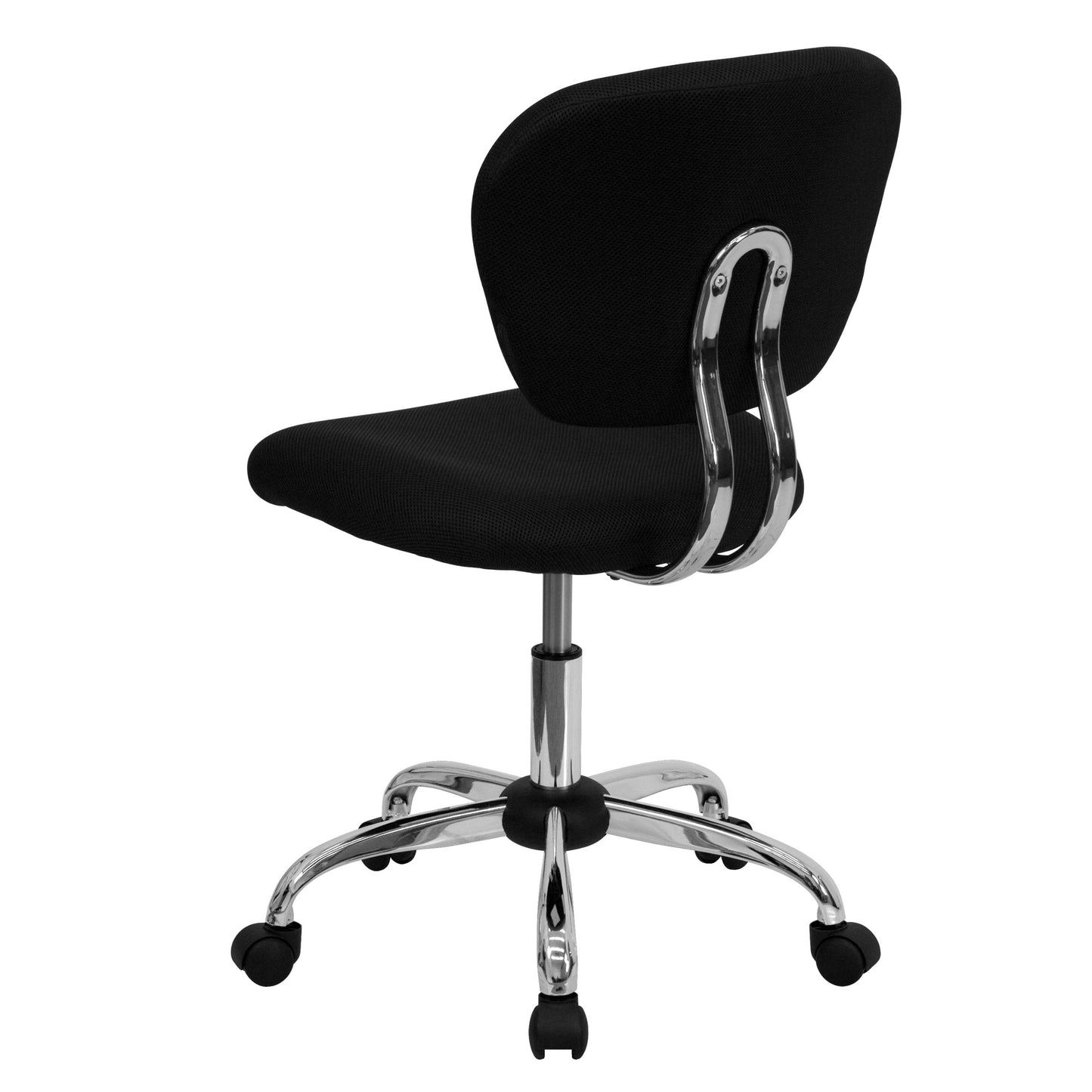 Flash Furniture Beverly Mid-Back Swivel Mesh Office Chair with Padded Seat, Height-Adjustable Ergonomic Padded Office Desk Chair, Black/Chrome