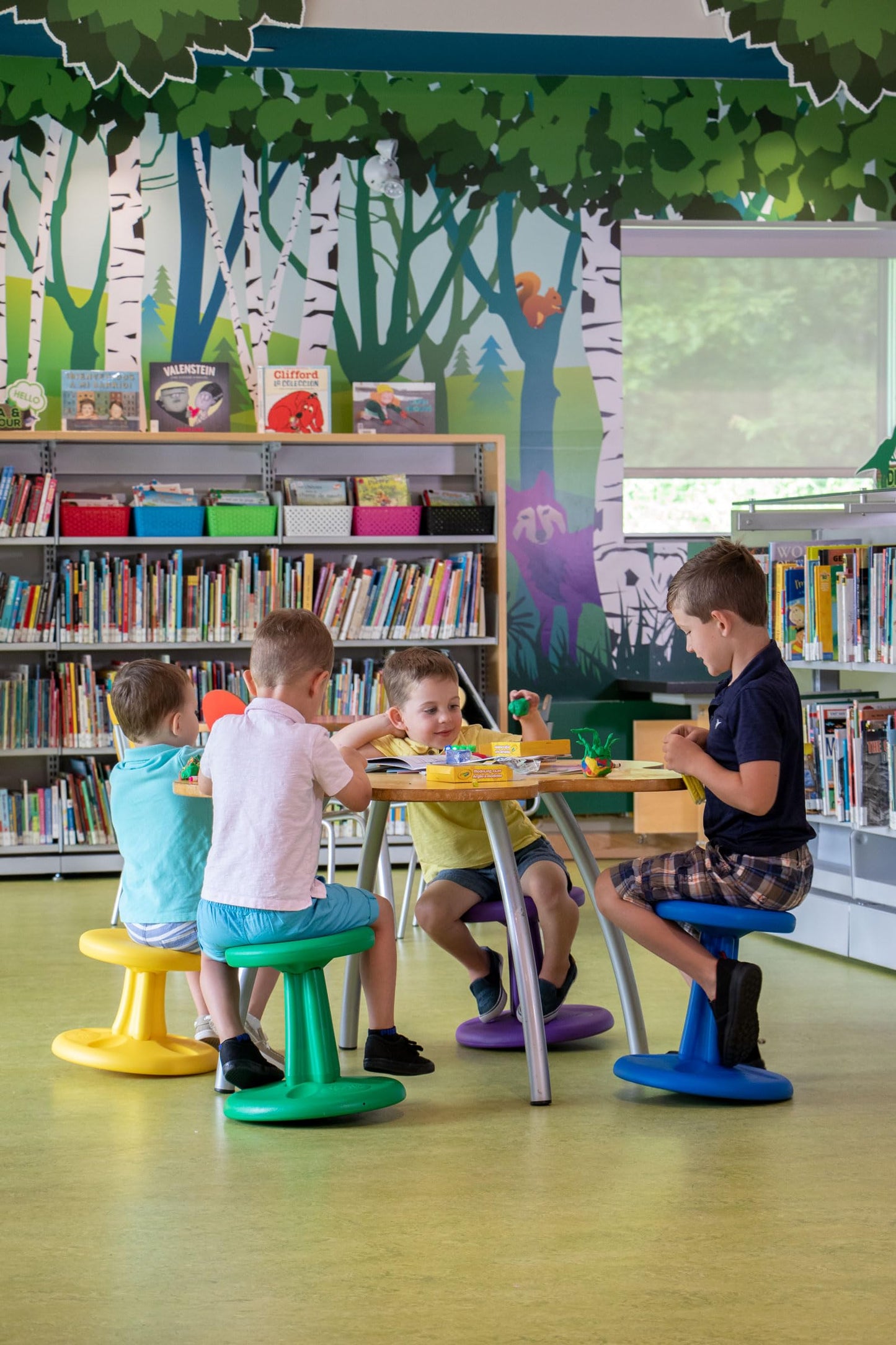 KORE Design Wobble Stool Chair, Girls + Boys Kid Desk Stools, Ergonomic Small Office Chairs, Flexible Seating for Active Child, ADD/ADHD, Classroom, School, Home, Kids (14in), Age 6-7 yrs, Blue