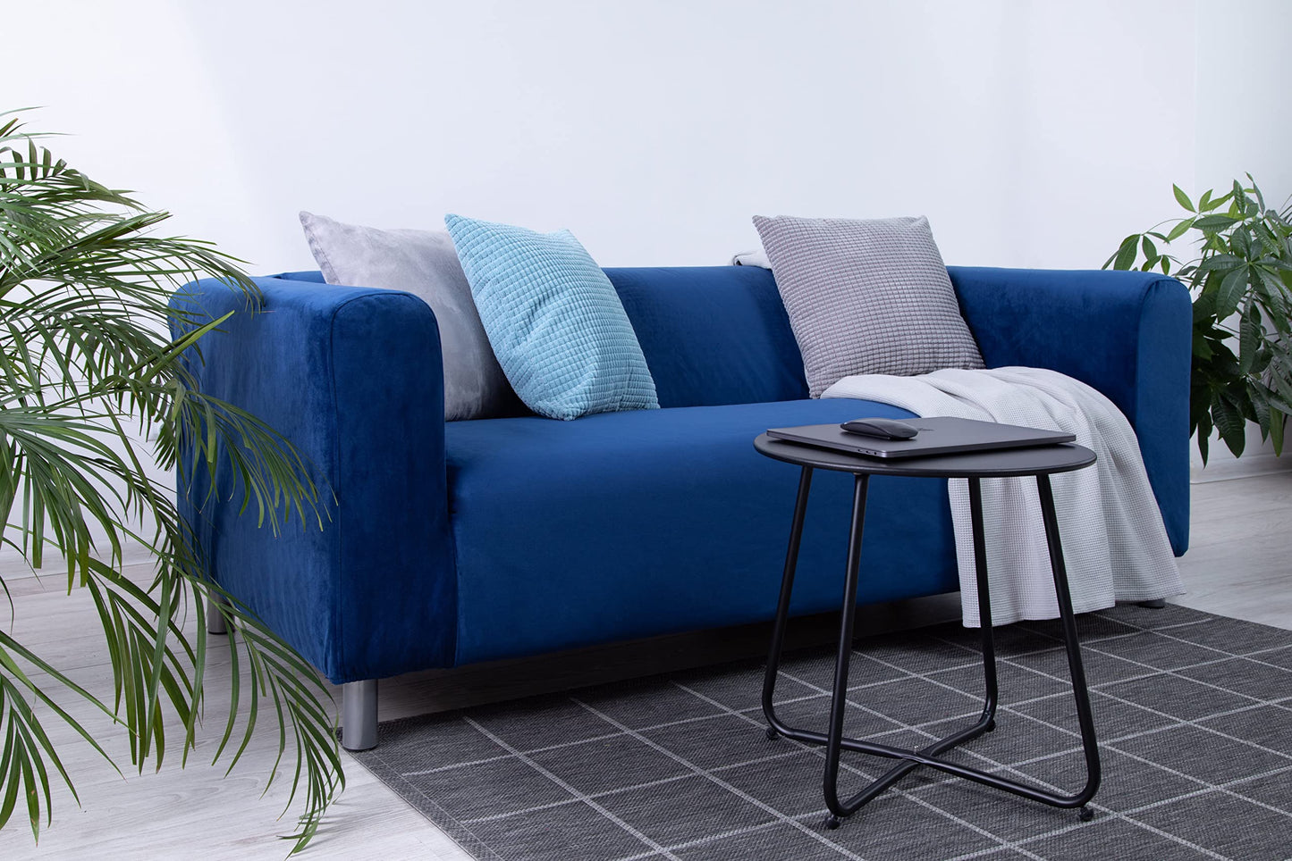 MASTERS OF COVERS Snug Fit Classic Velvet Klippan Loveseat Slipcover for The IKEA 2 Seater Klippan Loveseat Sofa Cover Replacement (Blue, Velvet)