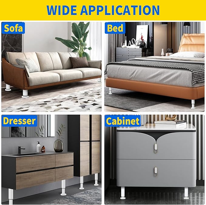4PCS Adjustable Furniture Couch Cabinet Legs 4.72-7.48 Inch, Heavy Duty