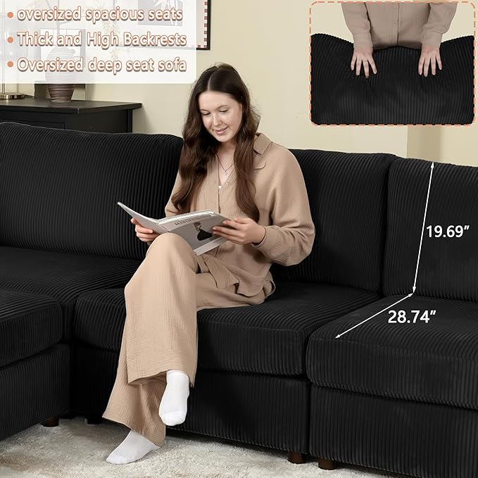 EASE MOOSE Oversized Modular Sectional Sofa, Modern Luxury Large L Shape