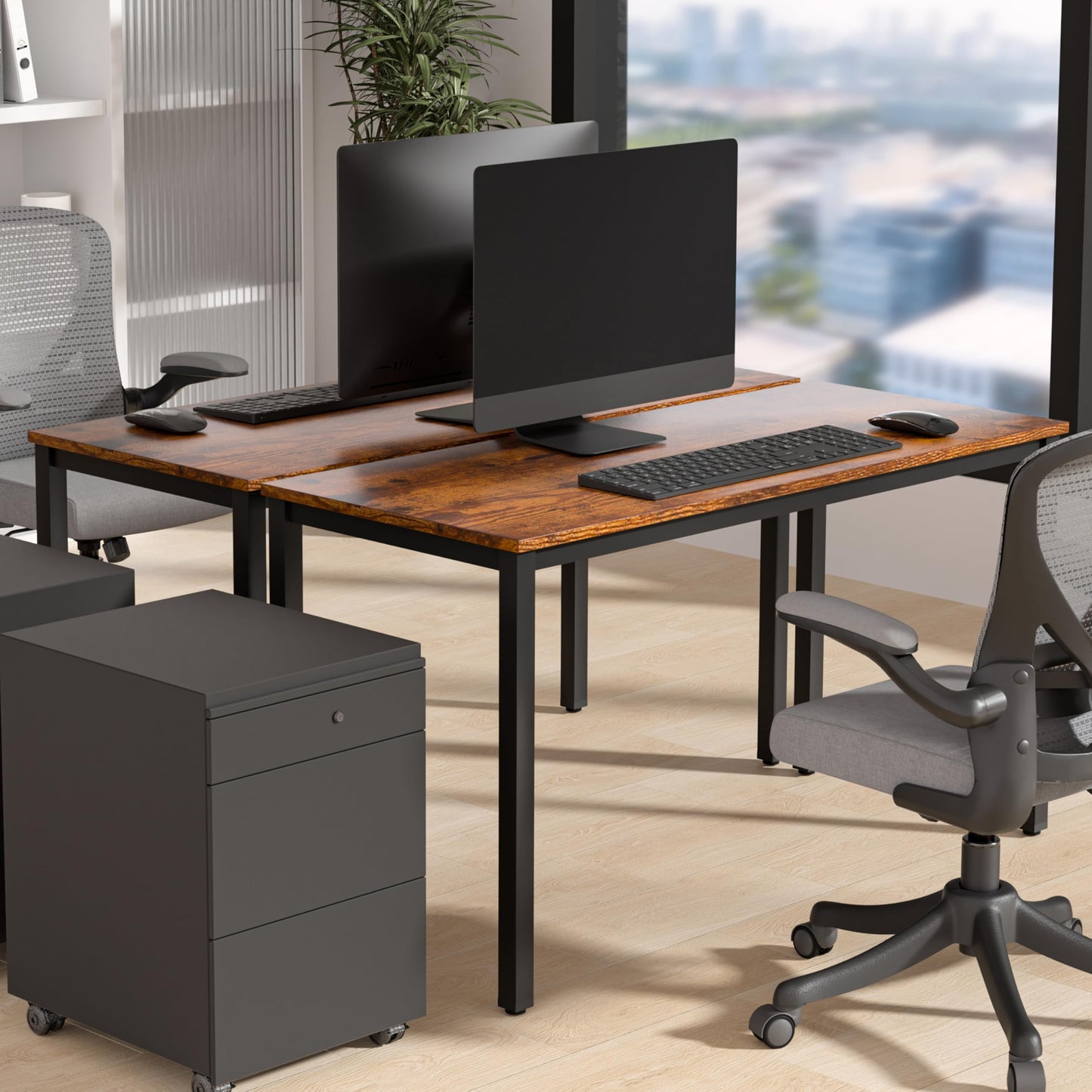 NewBeth Computer Desk for Small Space,Modern Simple Laptop Desk,Computer Table Study Writing Desk for Home Office,Dining Room,Living Room (Brown, 55.12 * 23.62in)
