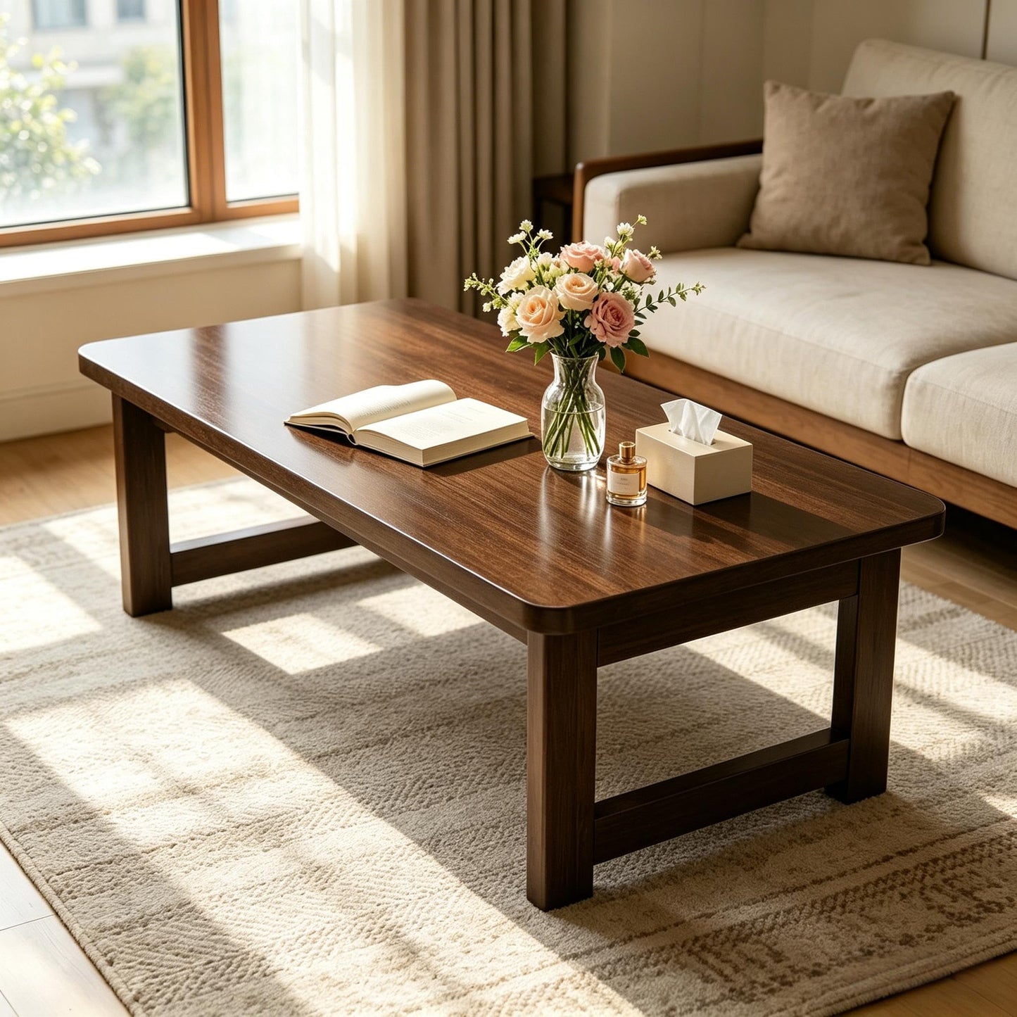 FATOLRD Japanese Floor Table Folding Low Coffee Table No Assembly 31.5 inch