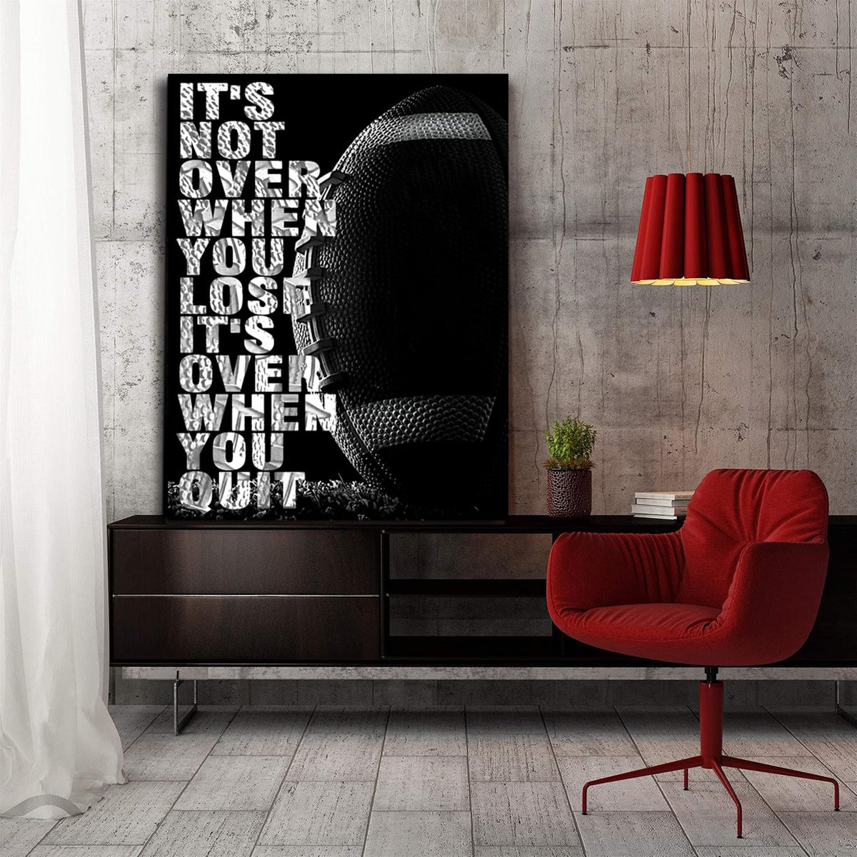 Football Inspirational Wall Art Entrepreneur Quotes Its Not Over When You Lose Canvas Posters -Motivational Sport Canvas Print Frame Picture Painting for Office Kids Boys Bedroom-20"x16"