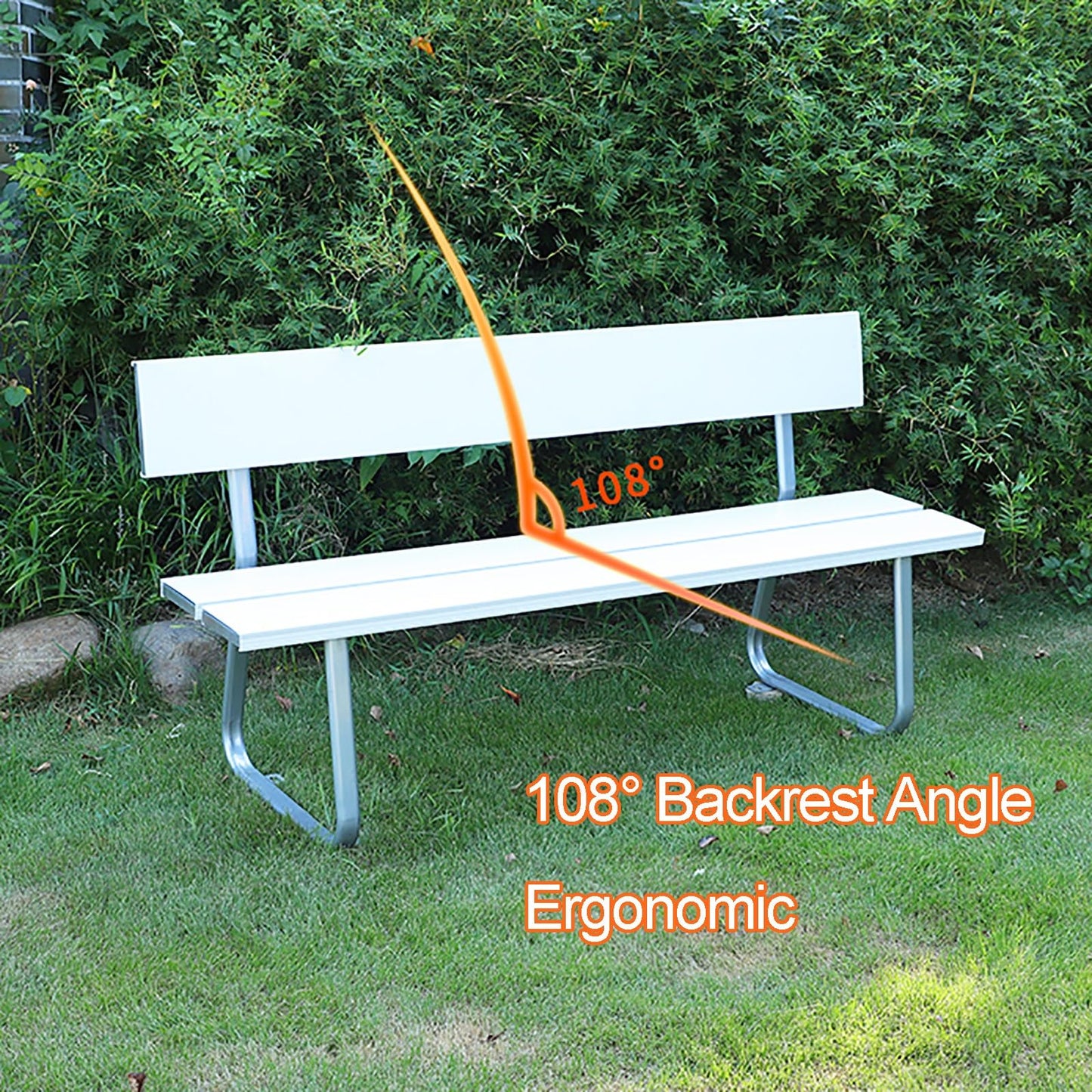 Green Outdoor Garden Bench, Powder Coated Metal Cast Iron PVC Patio Seat, Durable Park Bench for Front Porch, Lawn, Yard Decor, 120cm Deck Furniture,Green,120cm